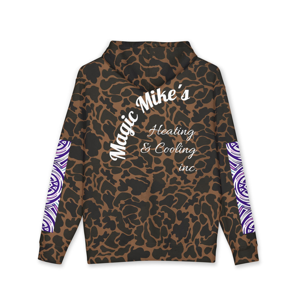 Hoodie — "Magic Mike's Heating & Cooling" Logo Pullover with Purple Tribal Sleeve Accents