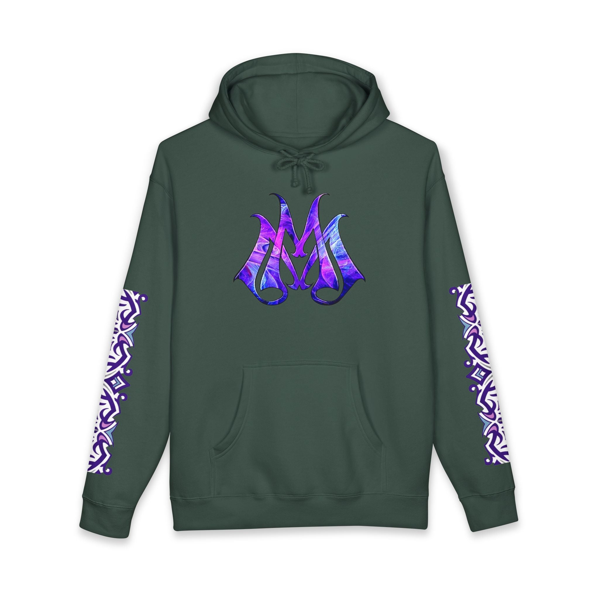 Magic Mike's Heating & Cooling Hoodie — Purple Tribal Sleeve Logo Hooded Sweatshirt