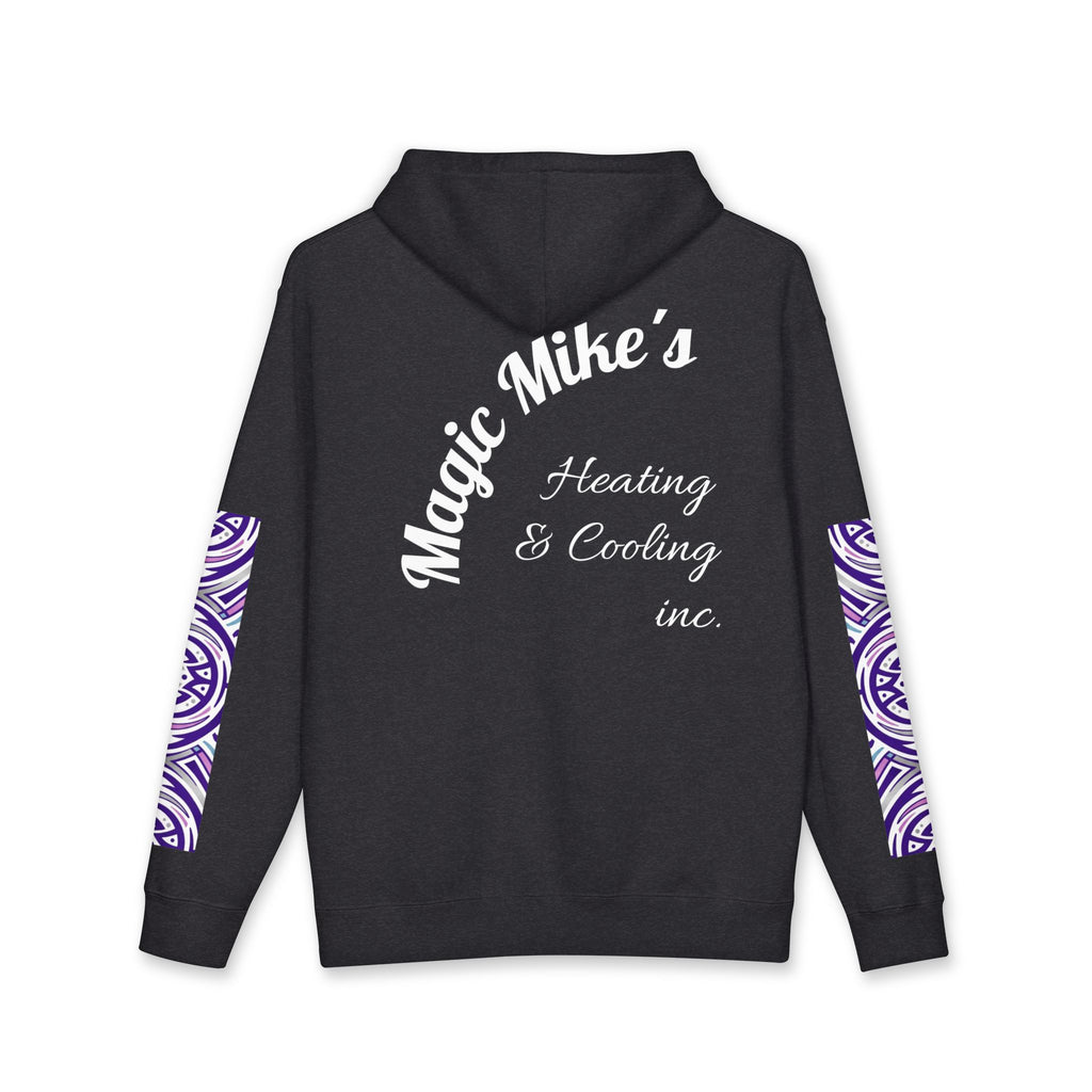 Hoodie — "Magic Mike's Heating & Cooling" Logo Pullover with Purple Tribal Sleeve Accents