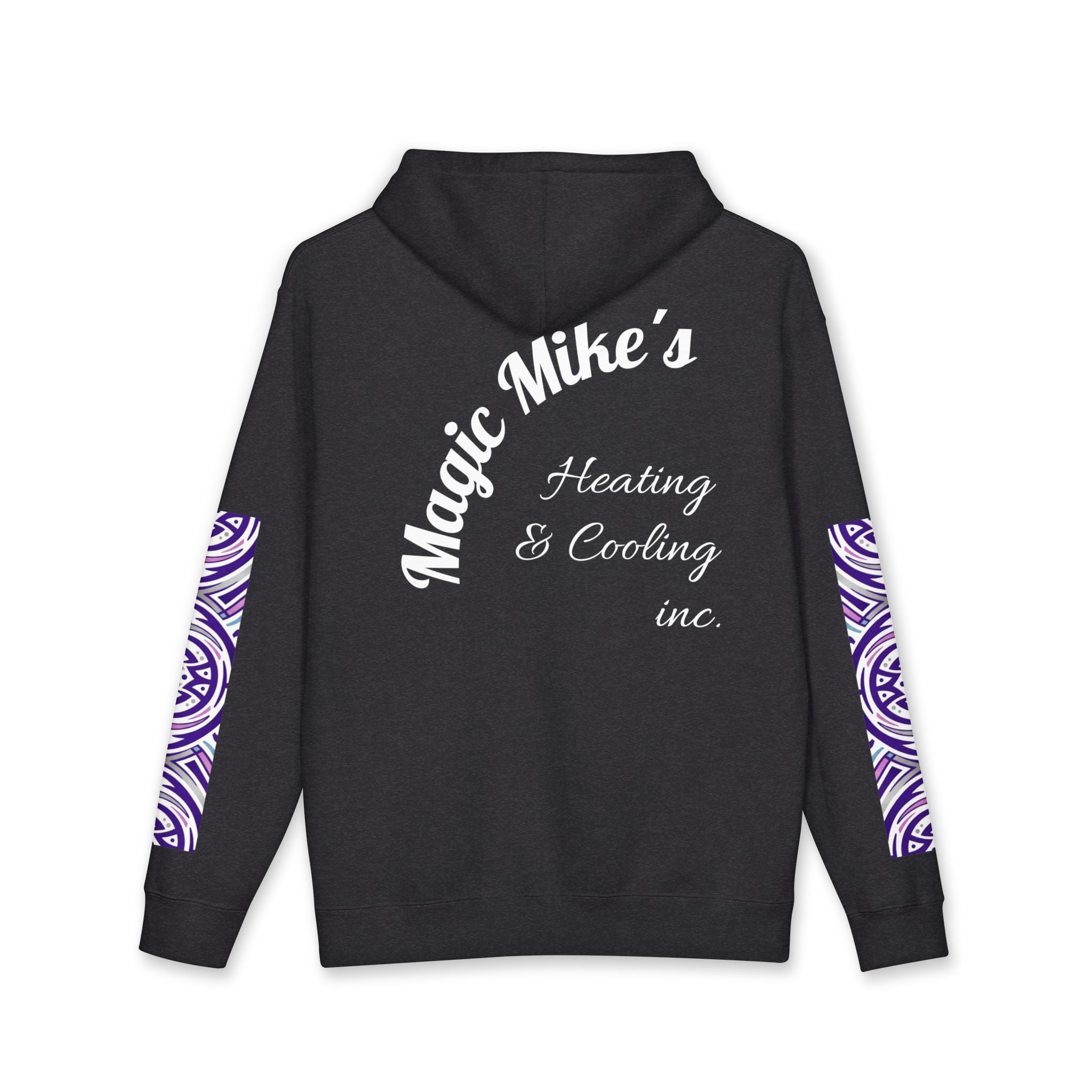 Hoodie — "Magic Mike's Heating & Cooling" Logo Pullover with Purple Tribal Sleeve Accents