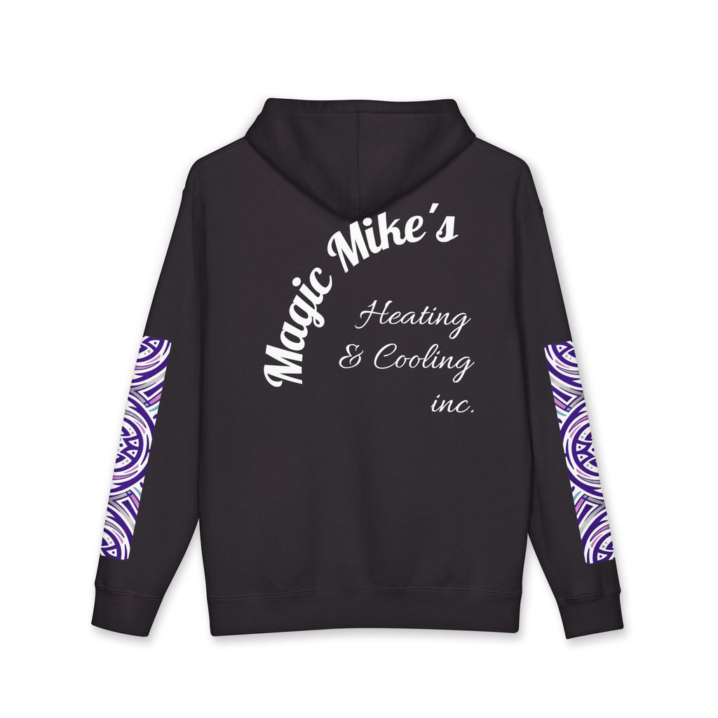 Hoodie — "Magic Mike's Heating & Cooling" Logo Pullover with Purple Tribal Sleeve Accents
