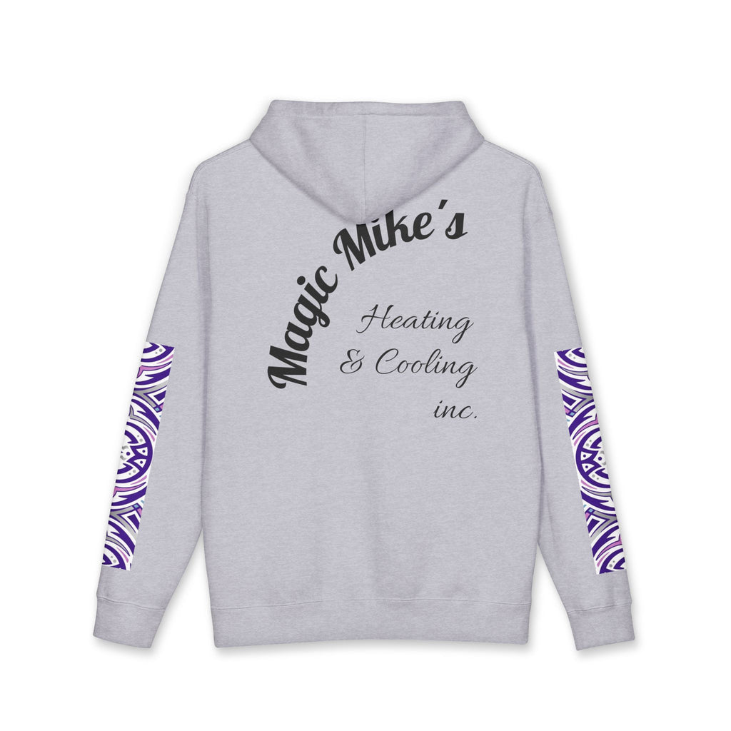 Magic Mike's Heating & Cooling Hoodie — Purple Tribal Sleeve Logo Hooded Sweatshirt