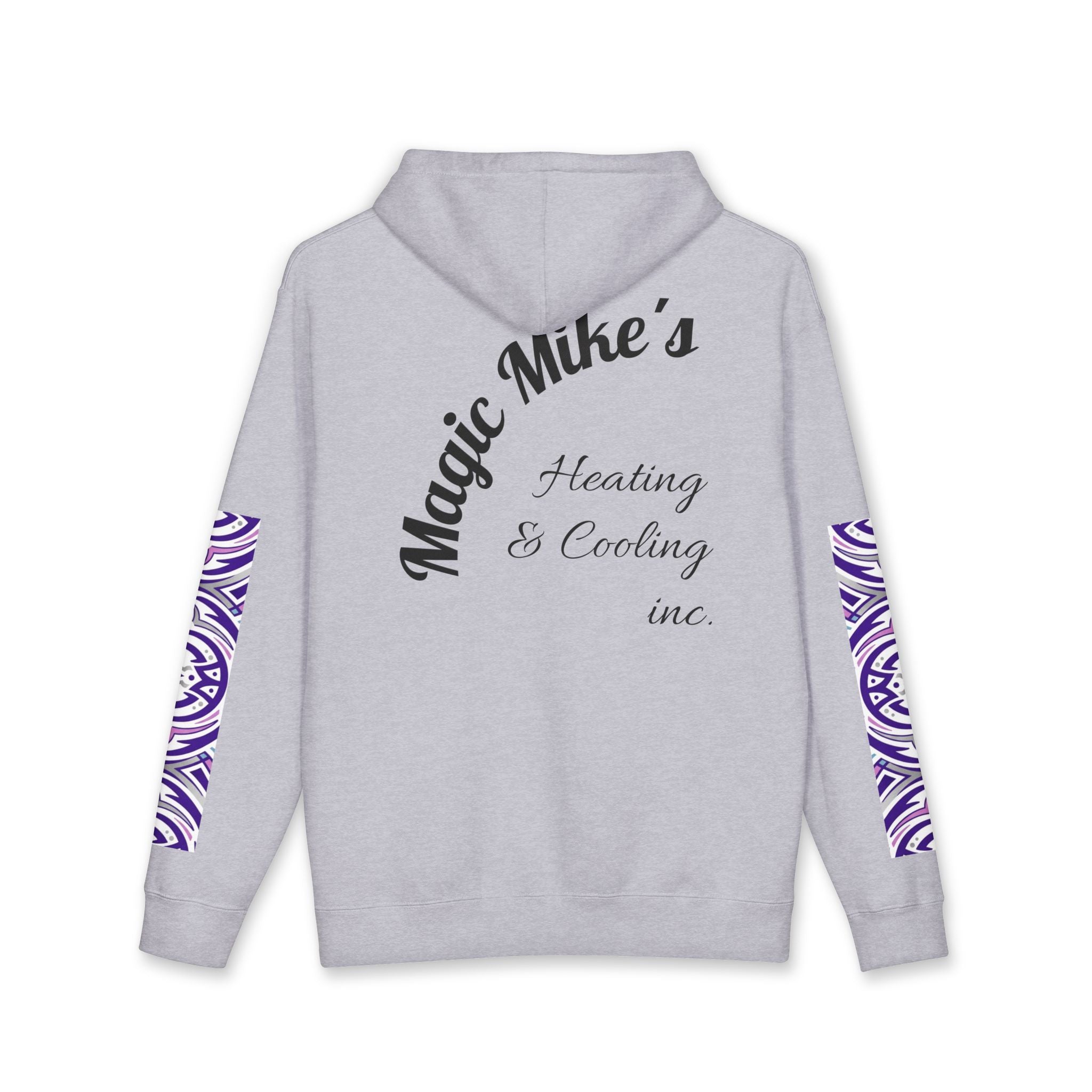 Magic Mike's Heating & Cooling Hoodie — Purple Tribal Sleeve Logo Hooded Sweatshirt