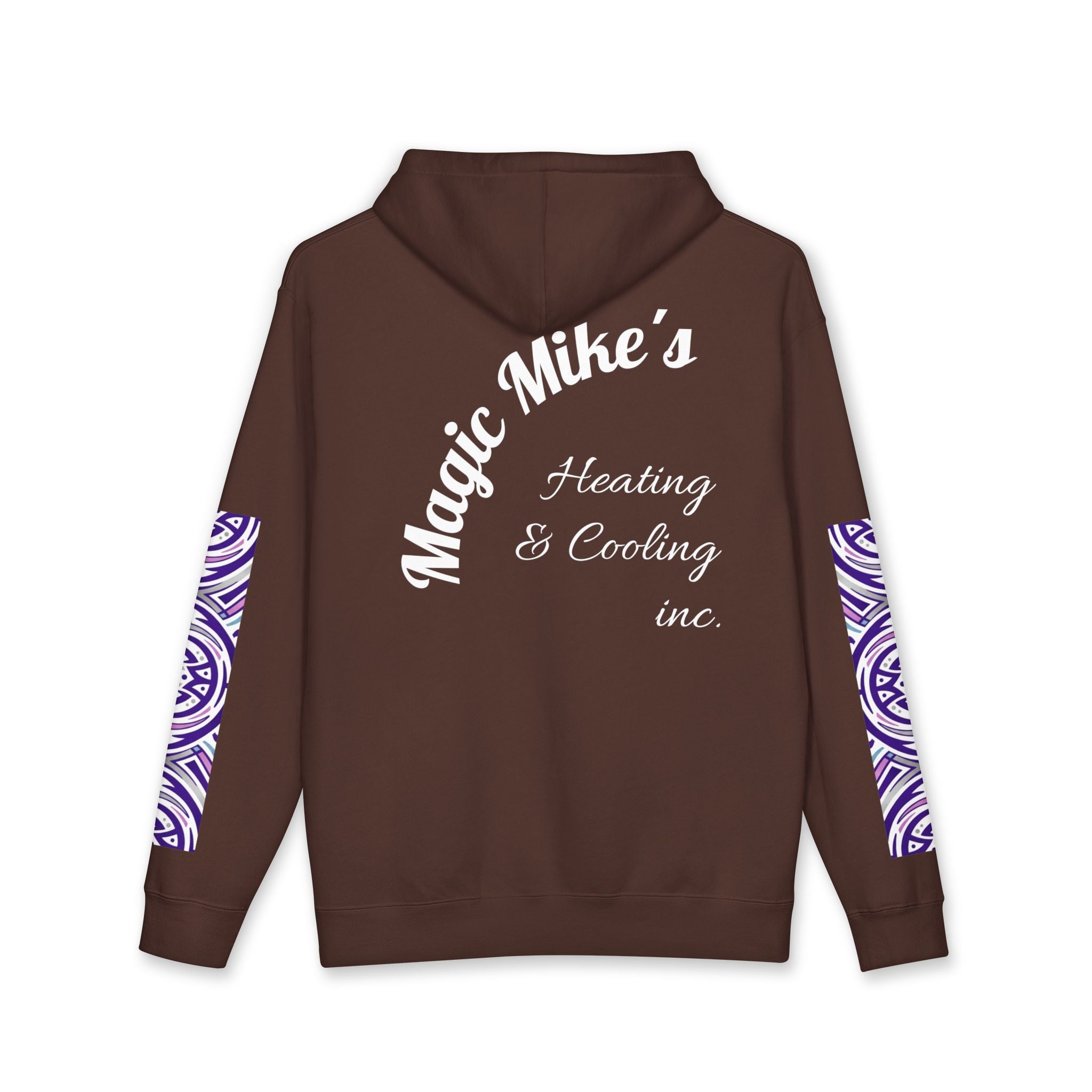 Hoodie — "Magic Mike's Heating & Cooling" Logo Pullover with Purple Tribal Sleeve Accents