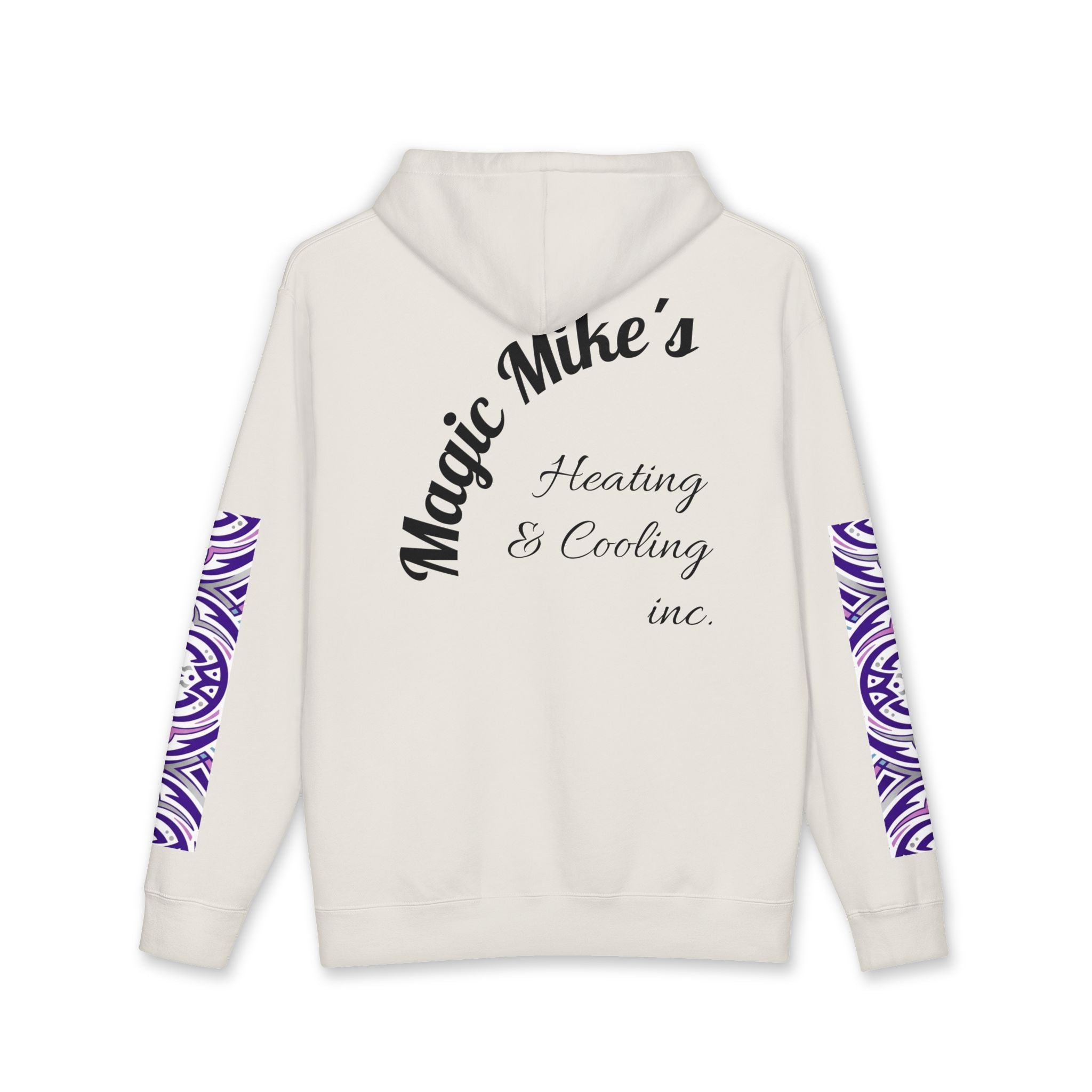 Magic Mike's Heating & Cooling Hoodie — Purple Tribal Sleeve Logo Hooded Sweatshirt