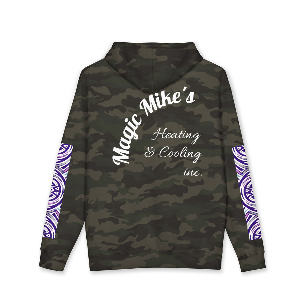 Hoodie — "Magic Mike's Heating & Cooling" Logo Pullover with Purple Tribal Sleeve Accents