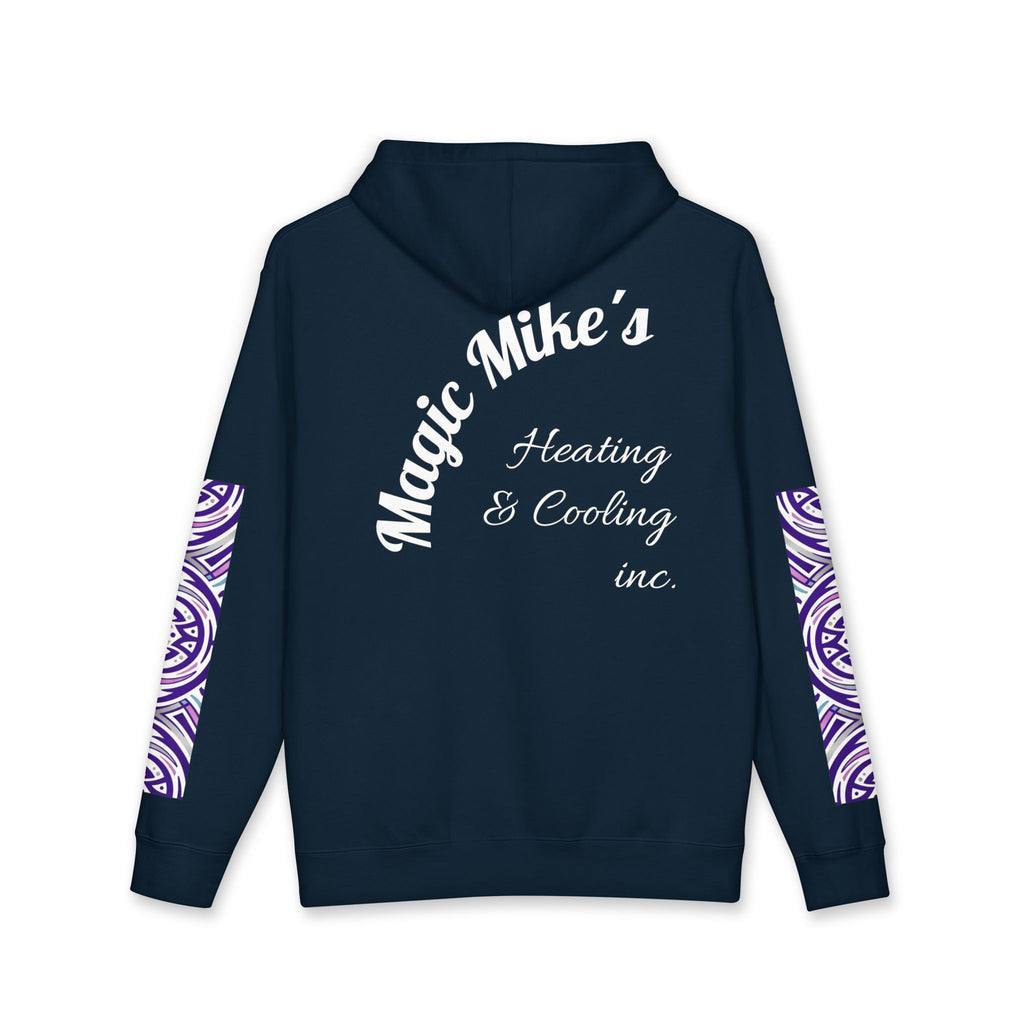 Hoodie — "Magic Mike's Heating & Cooling" Logo Pullover with Purple Tribal Sleeve Accents
