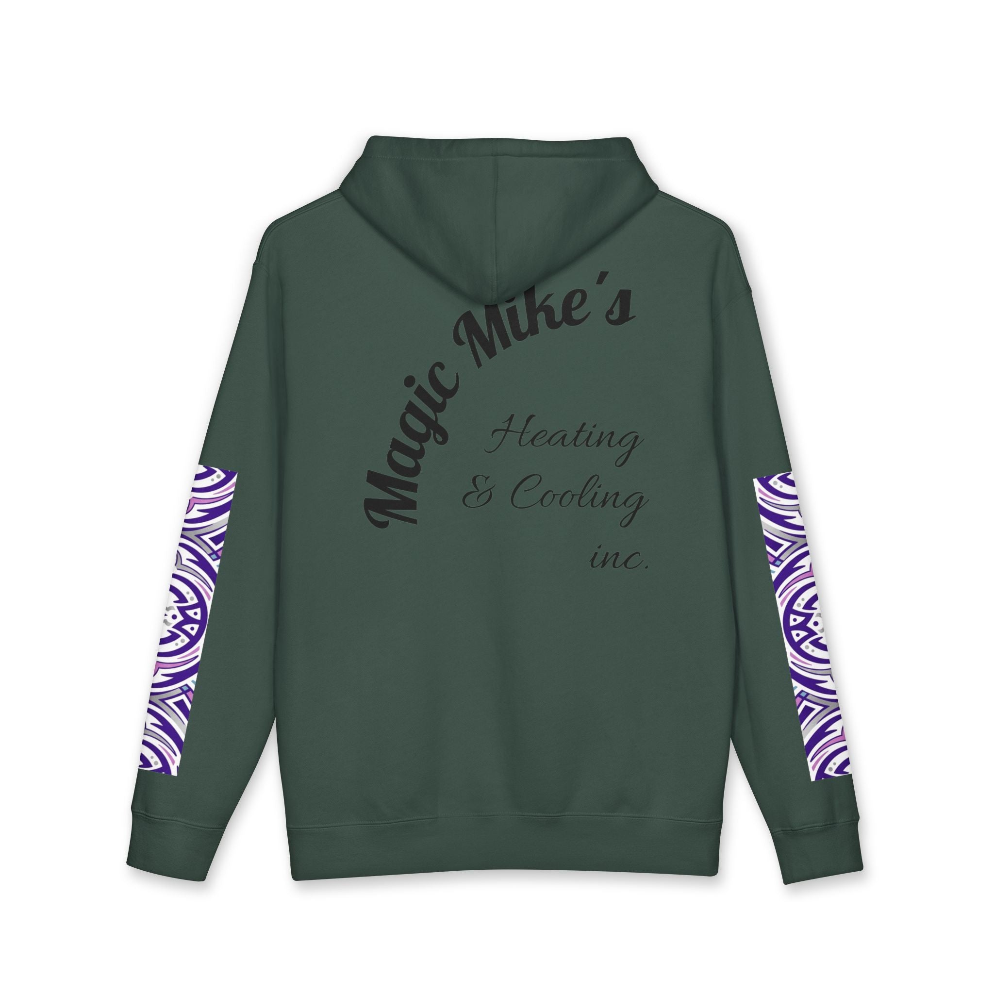 Magic Mike's Heating & Cooling Hoodie — Purple Tribal Sleeve Logo Hooded Sweatshirt