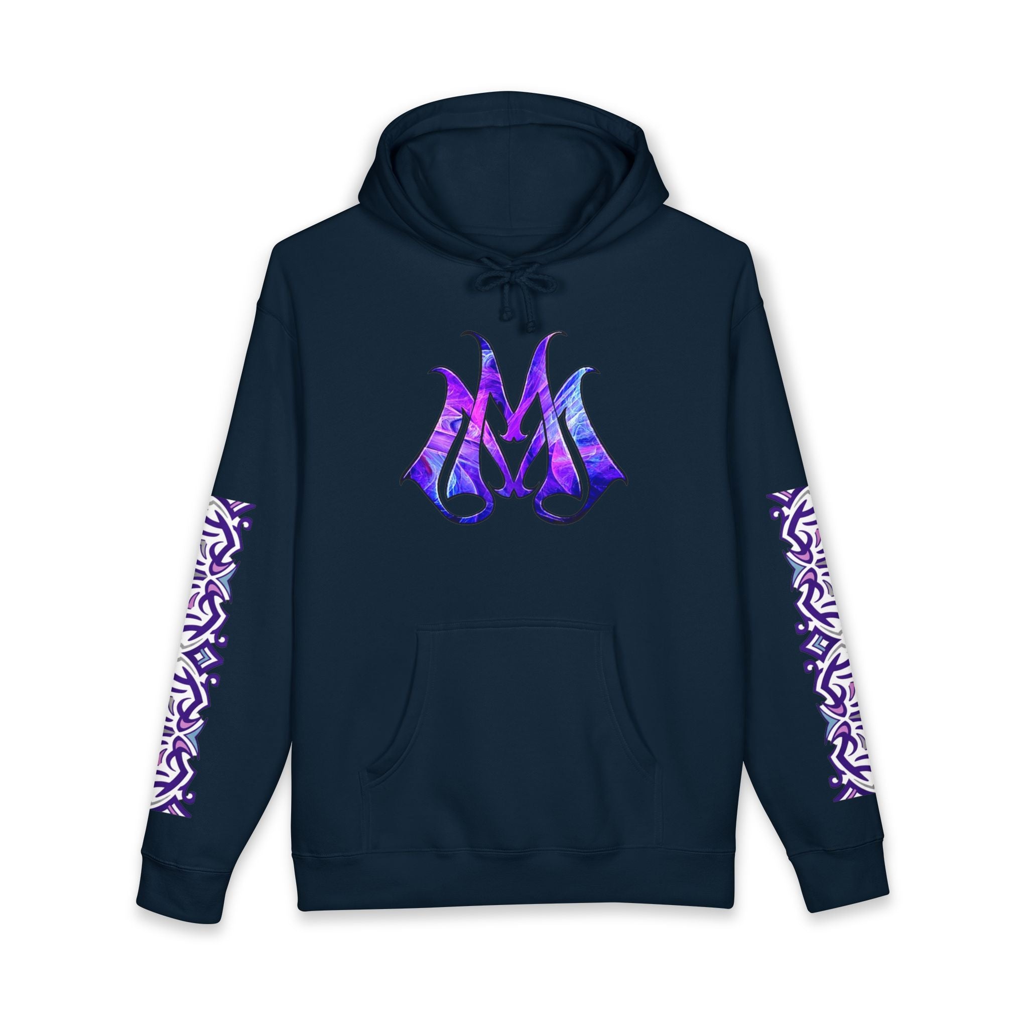 Hoodie — "Magic Mike's Heating & Cooling" Logo Pullover with Purple Tribal Sleeve Accents