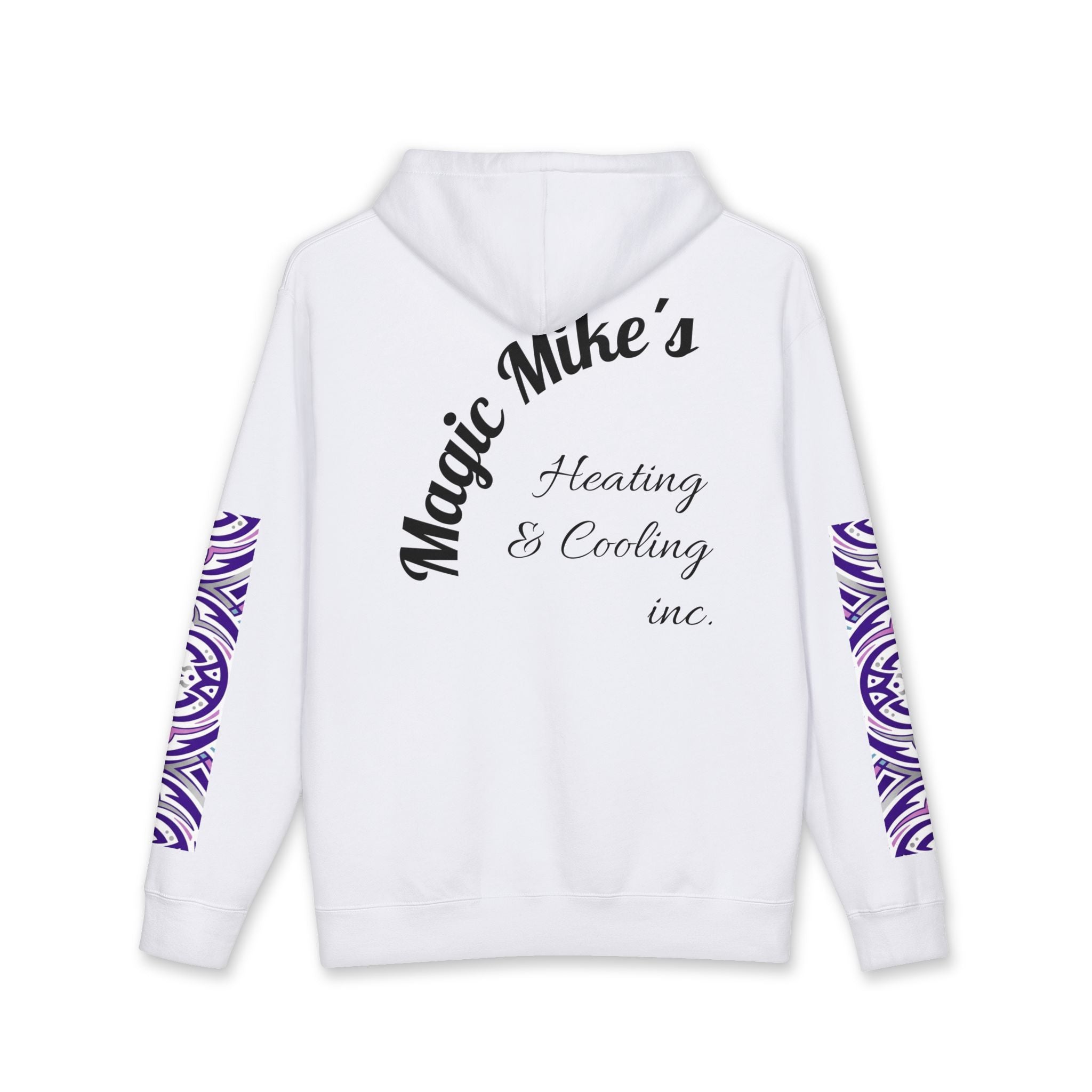 Magic Mike's Heating & Cooling Hoodie — Purple Tribal Sleeve Logo Hooded Sweatshirt
