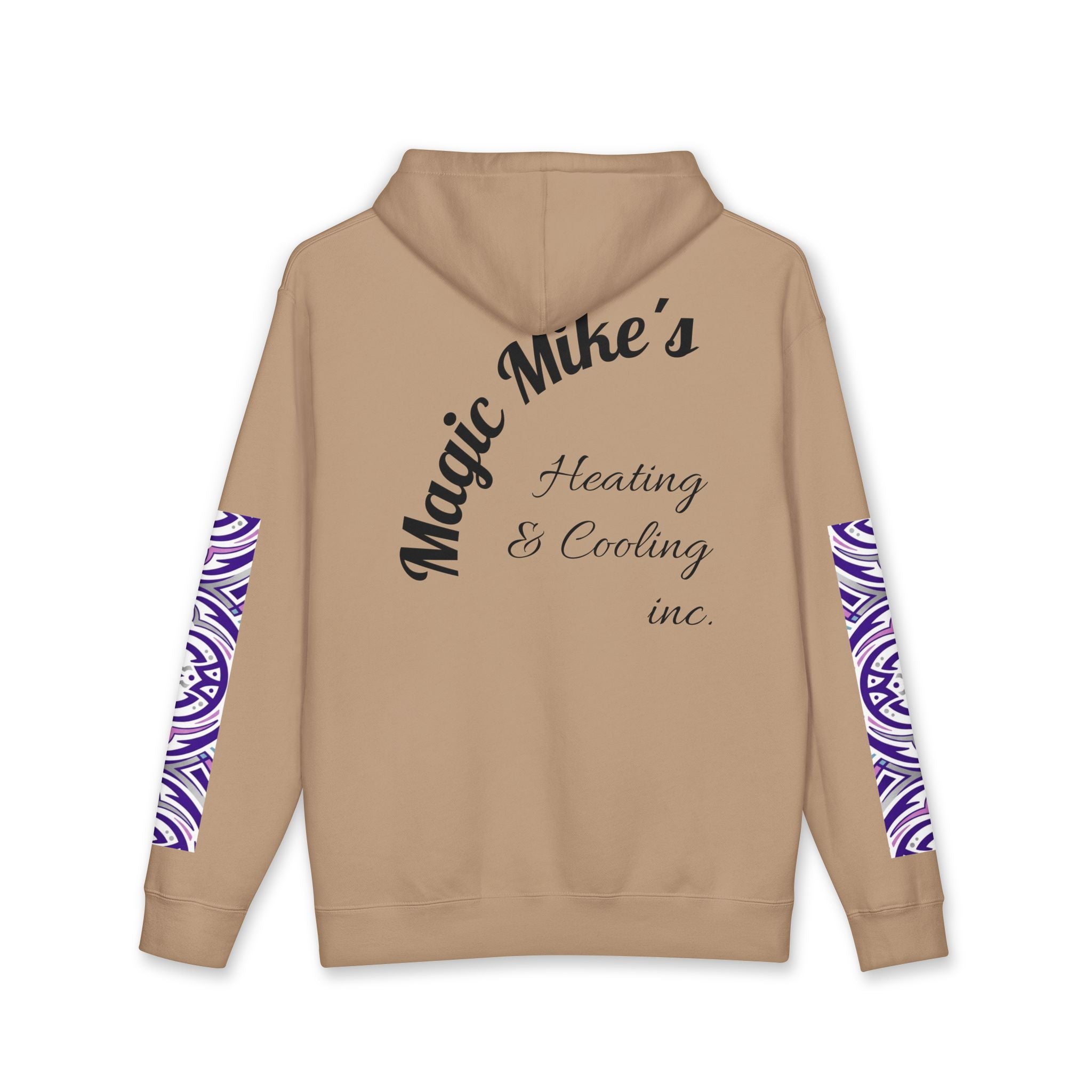 Magic Mike's Heating & Cooling Hoodie — Purple Tribal Sleeve Logo Hooded Sweatshirt