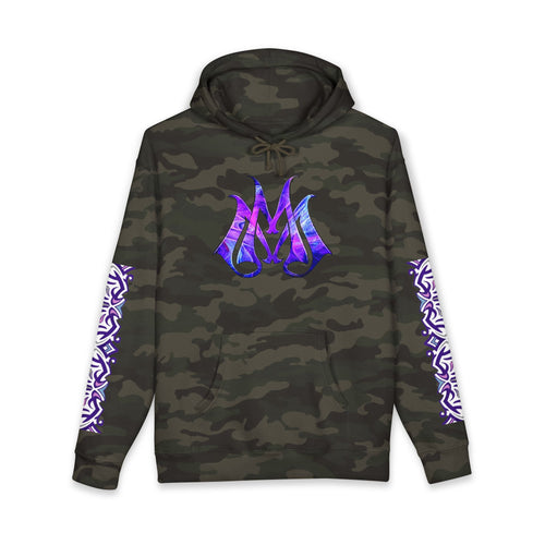 Hoodie — "Magic Mike's Heating & Cooling" Logo Pullover with Purple Tribal Sleeve Accents