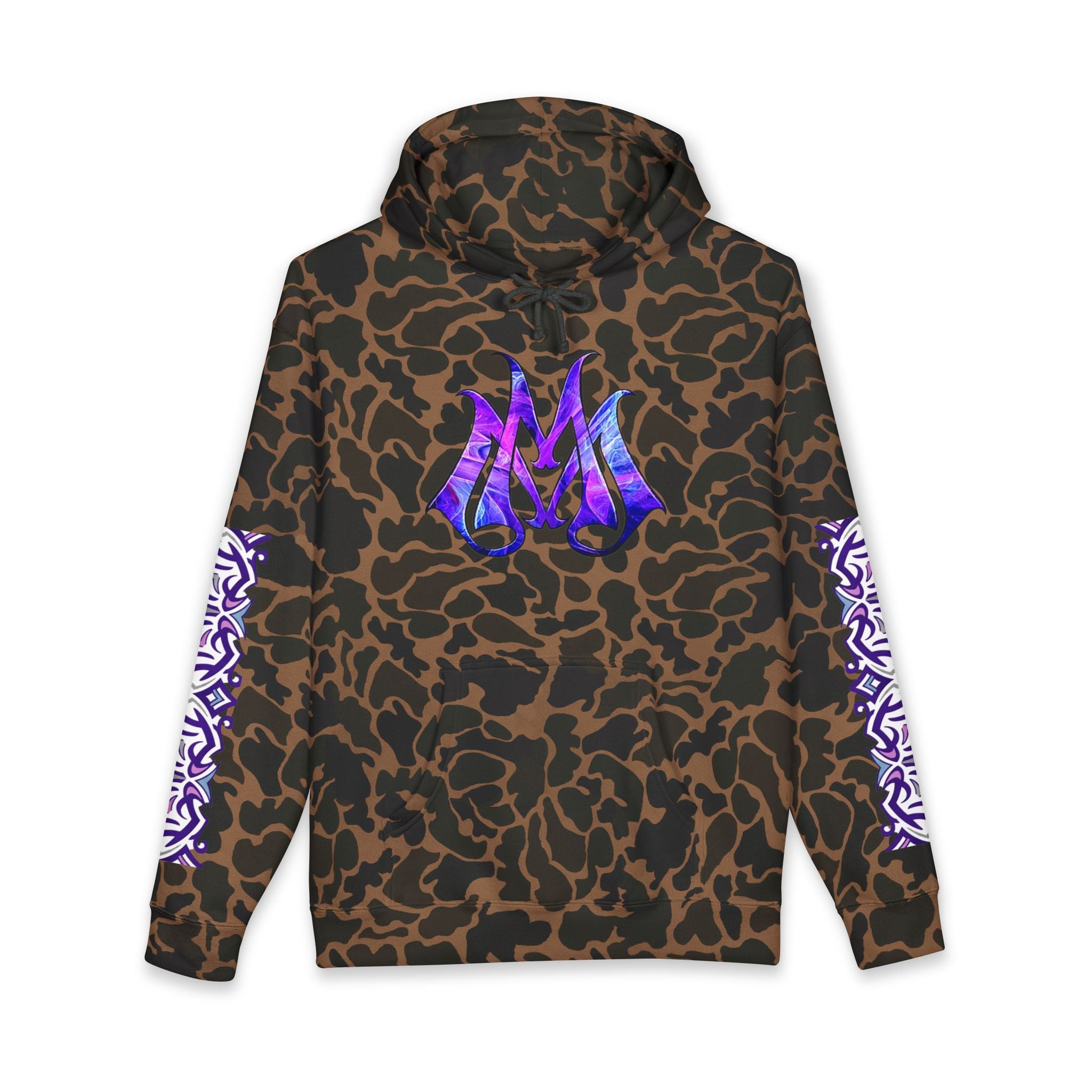 Hoodie — "Magic Mike's Heating & Cooling" Logo Pullover with Purple Tribal Sleeve Accents