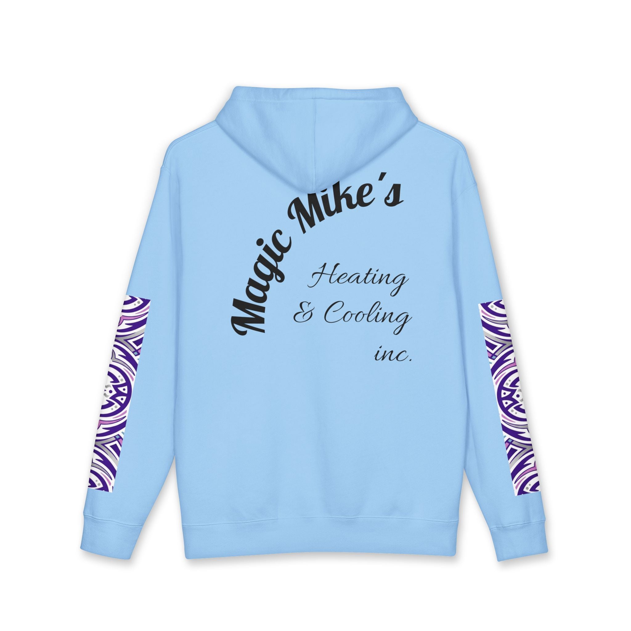 Magic Mike's Heating & Cooling Hoodie — Purple Tribal Sleeve Logo Hooded Sweatshirt