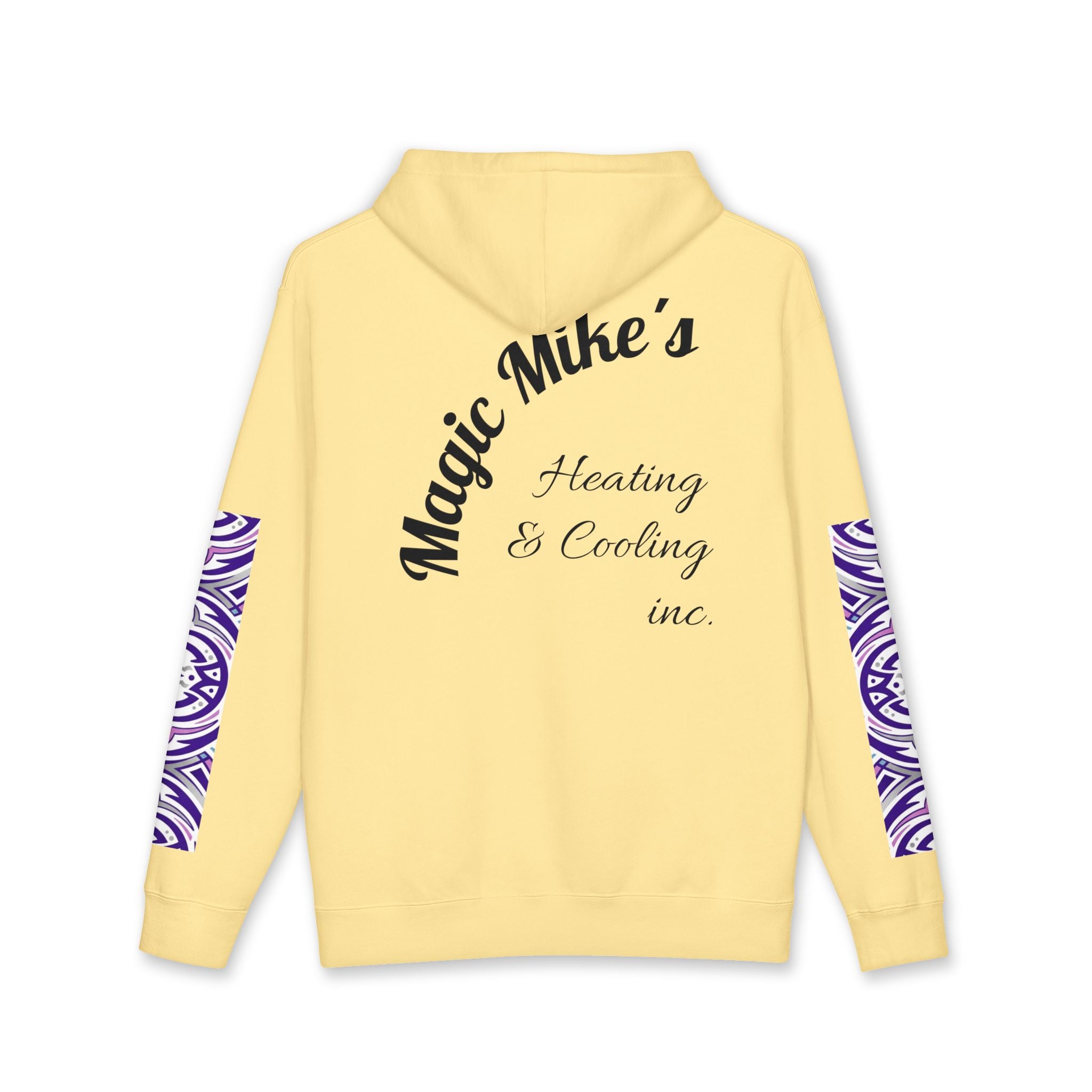 Magic Mike's Heating & Cooling Hoodie — Purple Tribal Sleeve Logo Hooded Sweatshirt